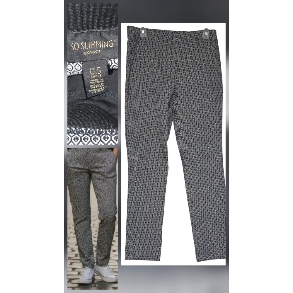 Chicos So Slimming Geometric Print Straight‎ Leg Mid Rise Pants Size 31x29 .5
